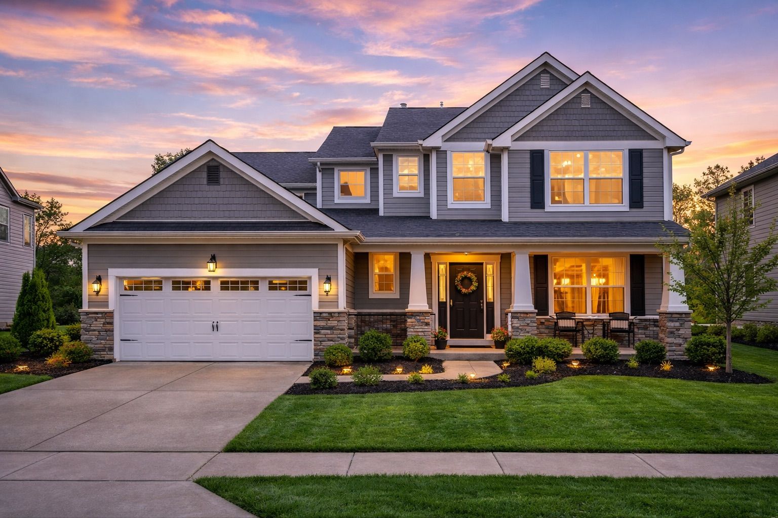 Columbus Ohio luxury home at twilight, represented by Adam Geuy, REALTOR