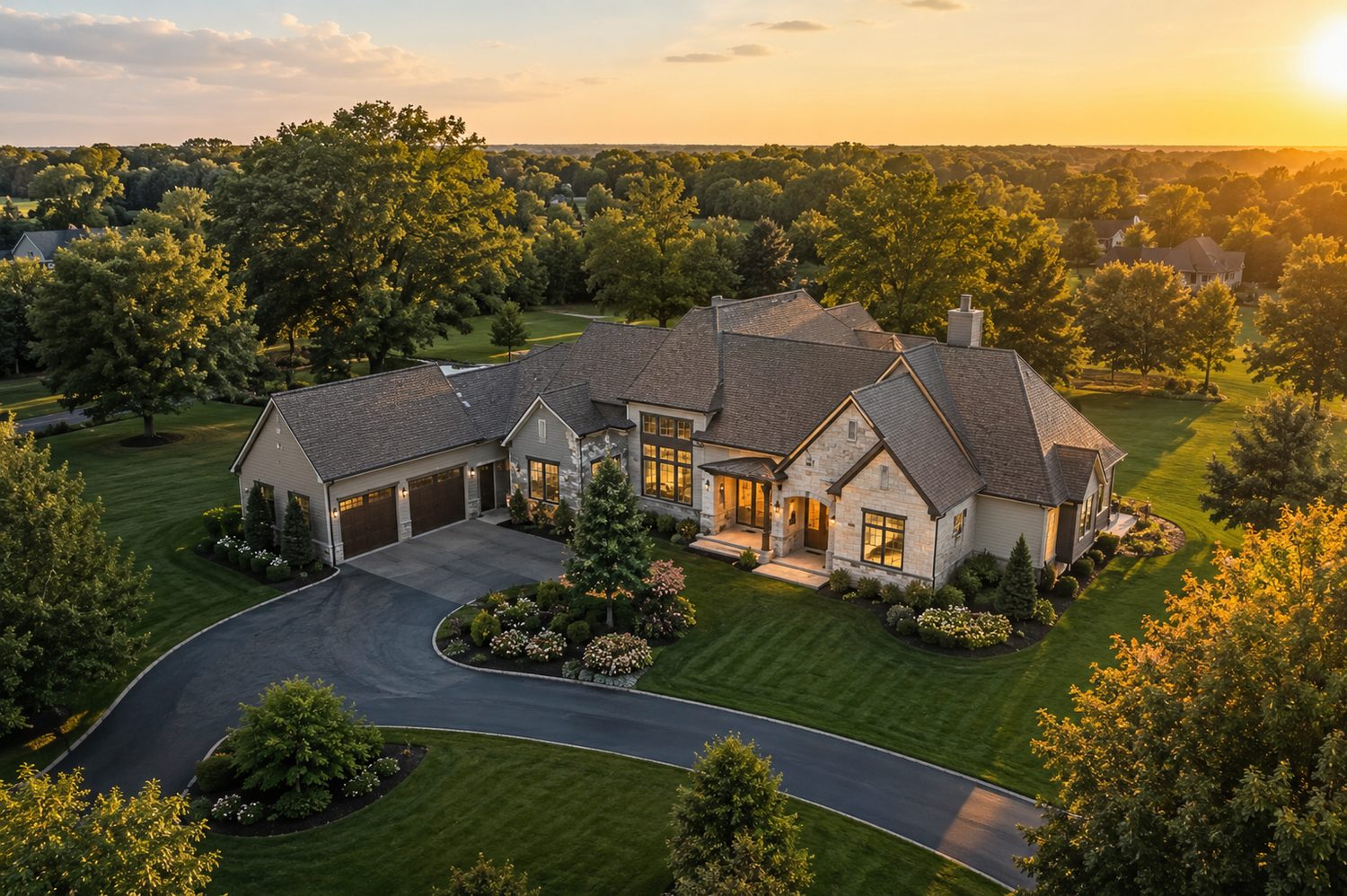 Aerial view of a Central Ohio neighborhood served by Adam Geuy, NextHome Experience