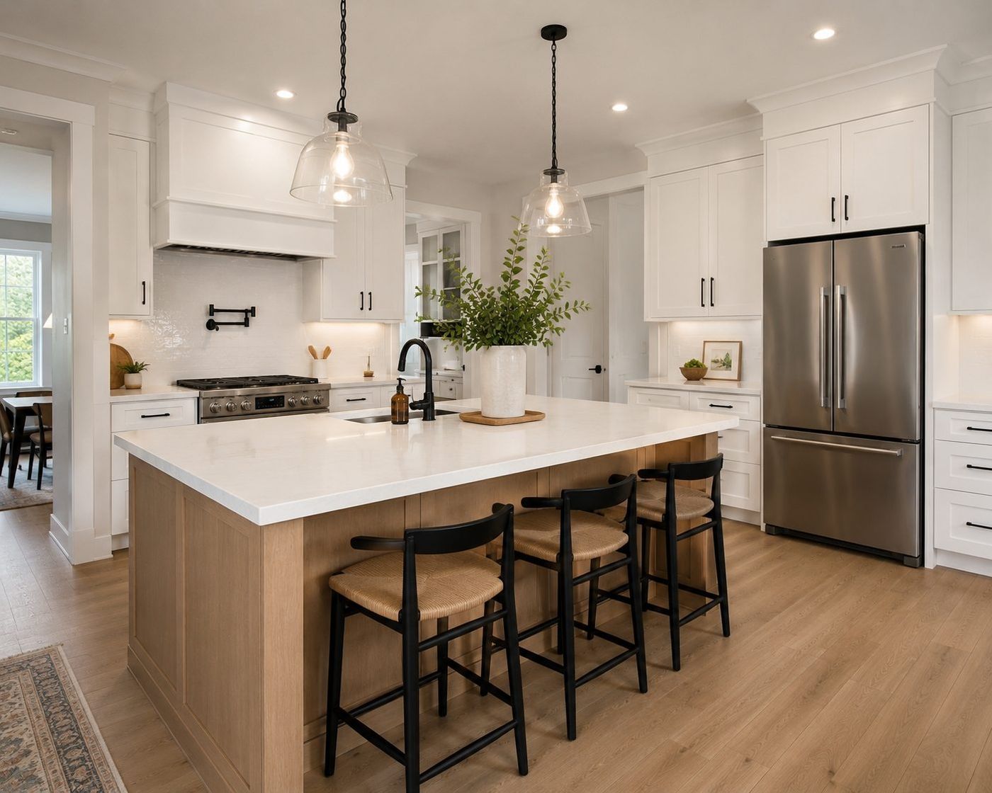 White oak kitchen island